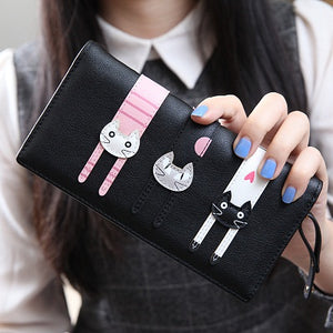 2018 New Fashion Envelope Women Wallet Cat Cartoon Wallet Long Creative Female Card Holder  PU wallet coin purses Girls