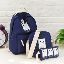 Women Backpack Cat Printing Canvas School Bags For Teenager Girls Preppy Style 3 Set/PC Rucksack Cute Book Bag Mochila Feminina