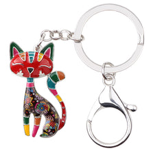 colorful Metal Cat Kitten Key Chain Key Ring Women Girls Handbag Pendant 2018 New Animal Jewelry Car Key Accessories