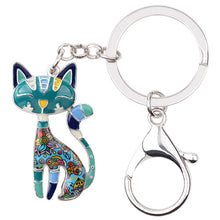 colorful Metal Cat Kitten Key Chain Key Ring Women Girls Handbag Pendant 2018 New Animal Jewelry Car Key Accessories