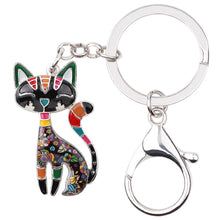 colorful Metal Cat Kitten Key Chain Key Ring Women Girls Handbag Pendant 2018 New Animal Jewelry Car Key Accessories