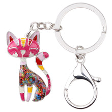 colorful Metal Cat Kitten Key Chain Key Ring Women Girls Handbag Pendant 2018 New Animal Jewelry Car Key Accessories