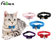 Small Dog Cat Pet Collar Kitten Velvet Bow Tie Safety Elastic Neck Chain Bowtie With Bell For Cat Puppy Dog 6 Colors Dropshiping