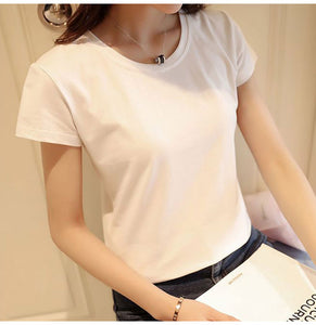 summer T Shirt Women Cotton Elastic Basic T shirts femme Casual tshirt ladies Short Sleeve Top tee T-shirt Women plus size 2018