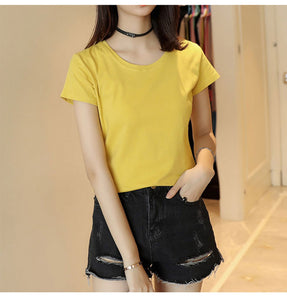 summer T Shirt Women Cotton Elastic Basic T shirts femme Casual tshirt ladies Short Sleeve Top tee T-shirt Women plus size 2018