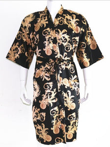 New Arrival Rayon silk Robe Dress Gown  Elegant Print Nightgowns Kimono Bathrobe Flower Nightdress Home Wear One Size