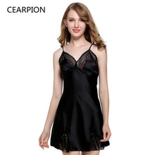 CEARPION Lady Dual V Neck Cami Nightdress Spaghetti Strap Nightie Nightgown Robe Women Sexy Short Sleepwear Lace Bow Nightwear