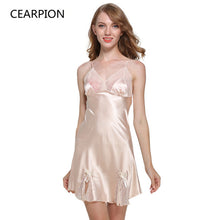 CEARPION Lady Dual V Neck Cami Nightdress Spaghetti Strap Nightie Nightgown Robe Women Sexy Short Sleepwear Lace Bow Nightwear