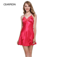 CEARPION Lady Dual V Neck Cami Nightdress Spaghetti Strap Nightie Nightgown Robe Women Sexy Short Sleepwear Lace Bow Nightwear